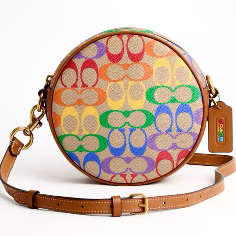 Coach Circle Rainbow Signature Canvas & Leather Crossbody Bag